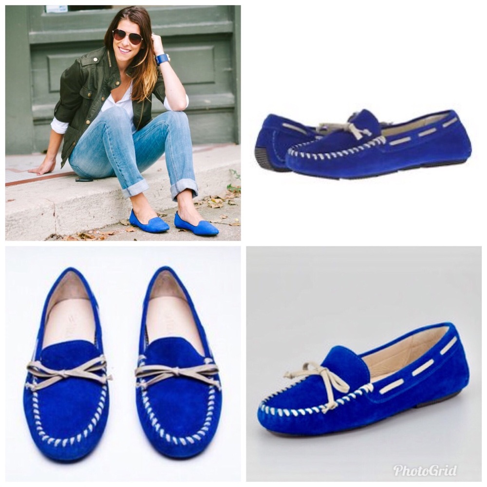 VERA WANG blue suede leather loafers